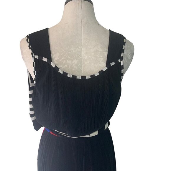 Virginie Vintage Womens Dress Jacket Size Medium Black Ensemble Midi Pleated - Picture 5 of 10